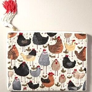 Anthro Fiona bag beaded large chickens